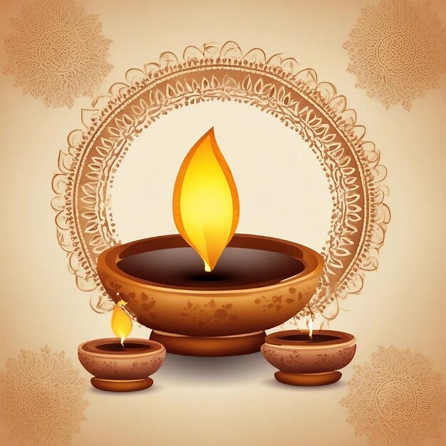 Diwali festival celebratios with illuminated oil lit lamp generated with ai
