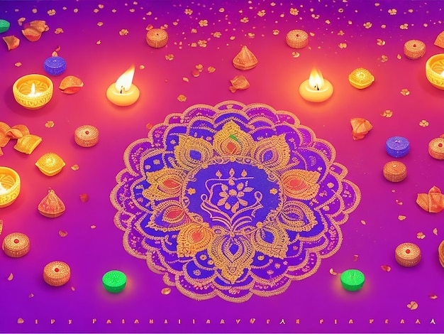 Foto biglietto di auguri per il festival diwali con sfondi colorati