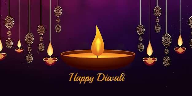 Diwali festival lights poster or banner colorful