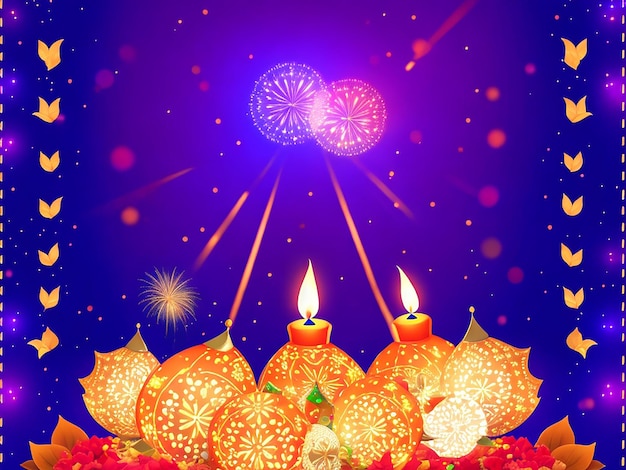 Плакат с огнями фестиваля Дивали