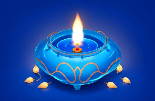 Diwali festival of lights symbol with blue background