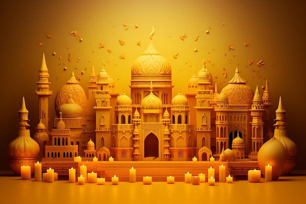 Photo diwali festival nice yellow decorative card design