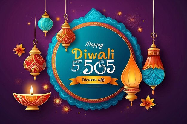 Photo diwali festival offer sticker label or badge design with 55 discount tag