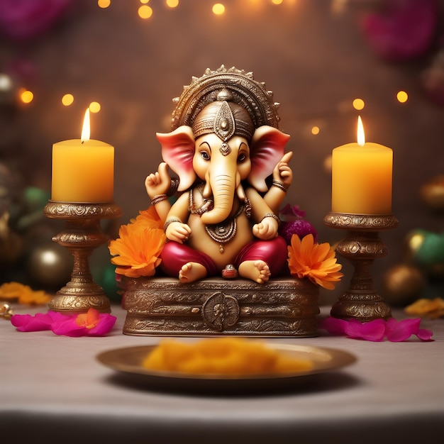 Foto tema del festival di diwali con il signore ganesha