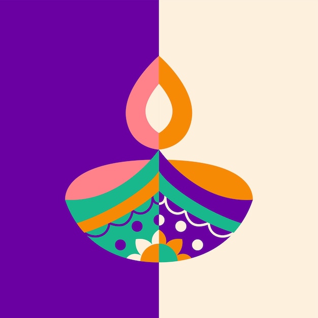 Diwali Flat Candle Symbol