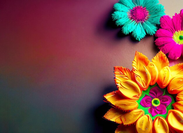 Photo diwali flower with abstract candle made different colors