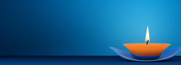 a diwali greetings card design featuring lit diyas candles lamps on a dark blue background