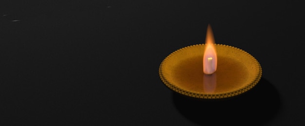 Diwali hindoe festival van lichten viering Diya olielamp op donkere achtergrond 3d illustratie