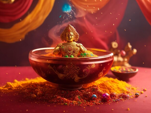 リアルな輝くダイアキャンドル マンダラとランゴリのディワリの休日の背景 ハッピーインディアン宗教