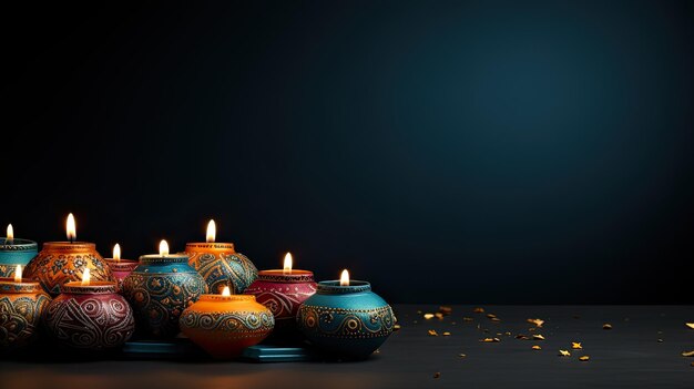 Diwali holiday dark background with candles