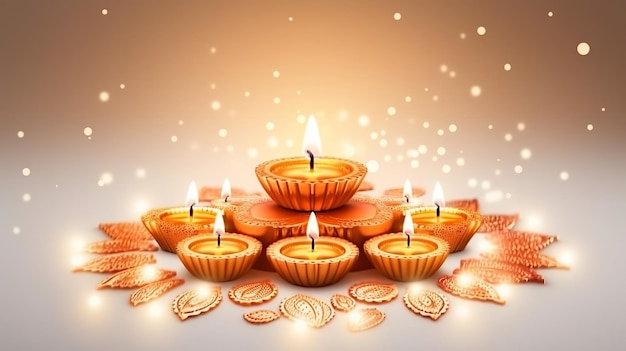 Diwali Illustratie witte achtergrond Generatieve ai