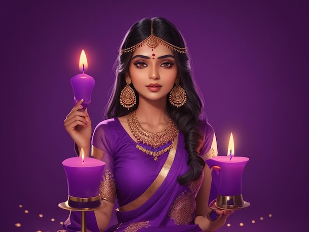 Photo diwali illustration of beautiful indian woman