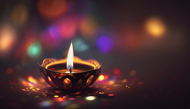 Diwali indian festival, Diwali diya with blur background, Generative ai