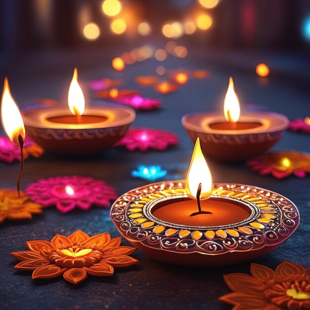 diwali indian festival steekt kaarsen aan en diya in paperdiwali indian festival steekt lichten aan