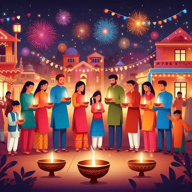 Foto pittura indiana di diwali