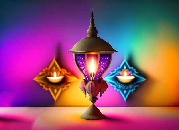 Foto sfondo della lampada diwali con colorato