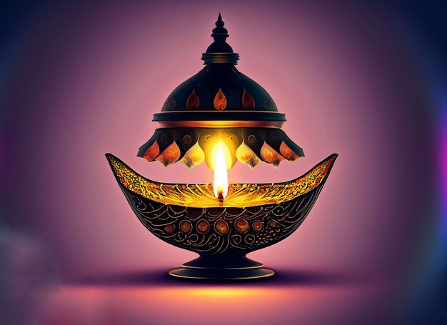 Photo diwali lamp stylis background