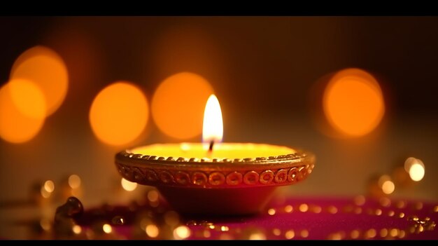 A diwali lamp with the word diwali on it