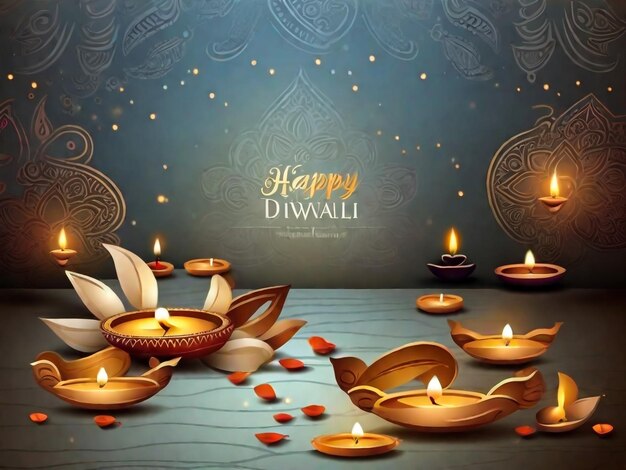 Diwali Lit Candles On A Table Finest Abstract Backdrop