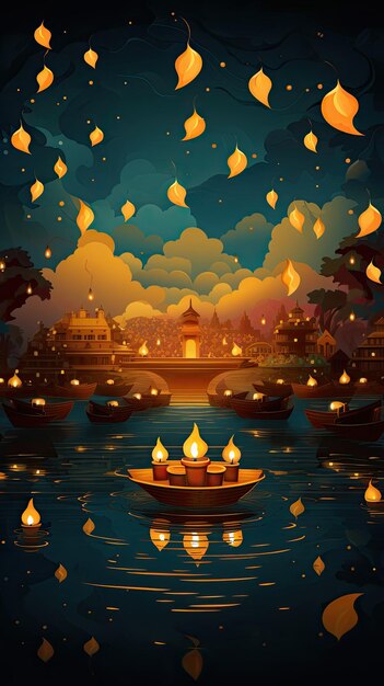 Foto disegno di poster di diwali illustrazione