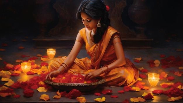 Diwali puja HD 8K behang Stock fotografische afbeelding