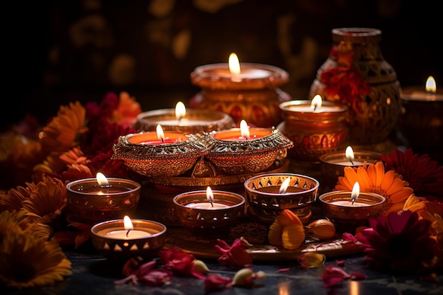 Diwali Puja Serenity Illuminating Traditions Created with Generative AI