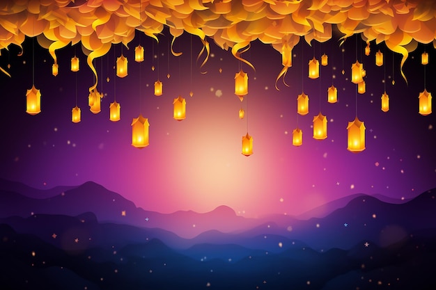 Diwali sky lantern illustration