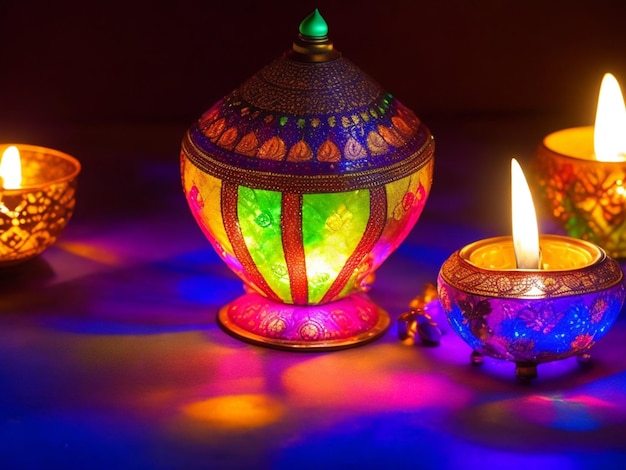 Diwali social the lamp to night colorful background