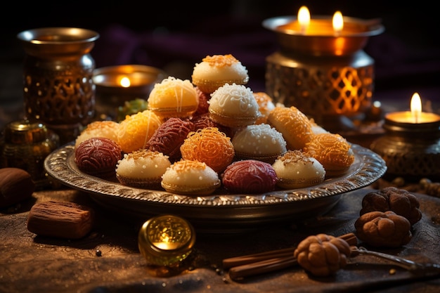 Foto diwali sweets food extravaganza gemaakt met generatieve ai