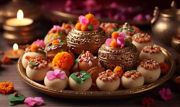 diwali sweets with decorated candies design generated ai