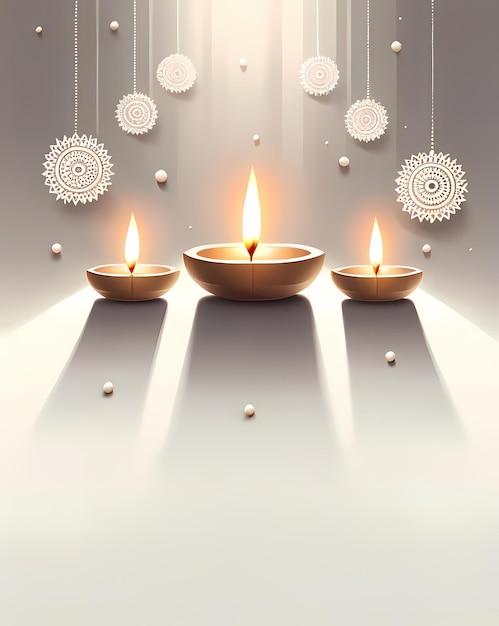 Diwali traditioneel ontwerp en Diwali diyas met minimalistische achtergrond