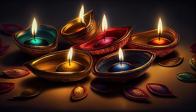 Diwali the triumph of light and kindness Hindu festival of lights celebration Diya oil lamps 24th October