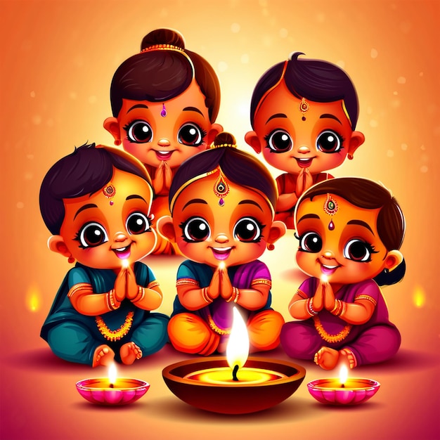 Foto diwali viering gelukkige diwali dipawali kinderen vieren diwali festival