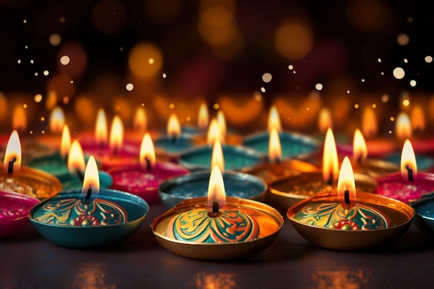 Diwali wallpaper Glowing lights diya and festive background illuminate celebrations