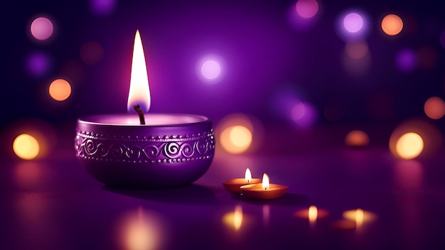Diwaliachtergrond met lamp en bokehlichten