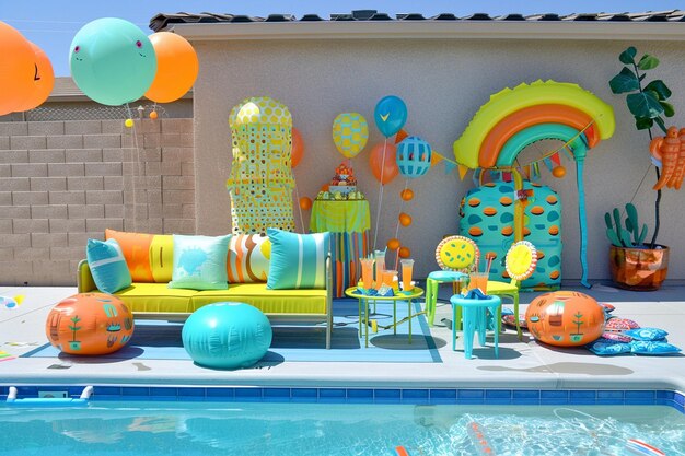 DIY backyard pool party setup