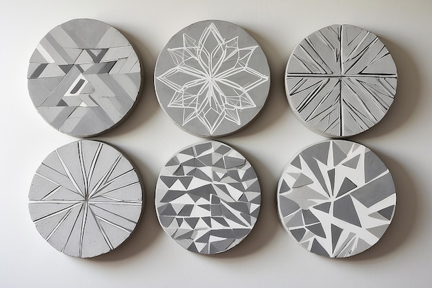 DIY beton coaster muurkunst met geometrische patronen