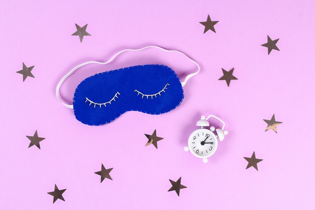 Diy blue felt sleep mask with white thread embroidered