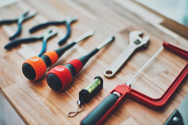 diy carpentry tools on a wooden table