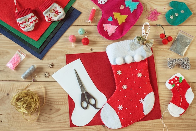 Diy Christmas stocking, Christmas crafting supplies for sewing felt Christmas sock