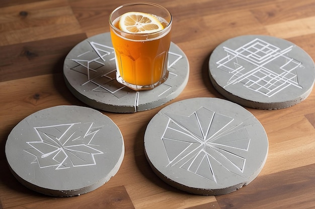 Photo diy concrete coaster set with geometric designs