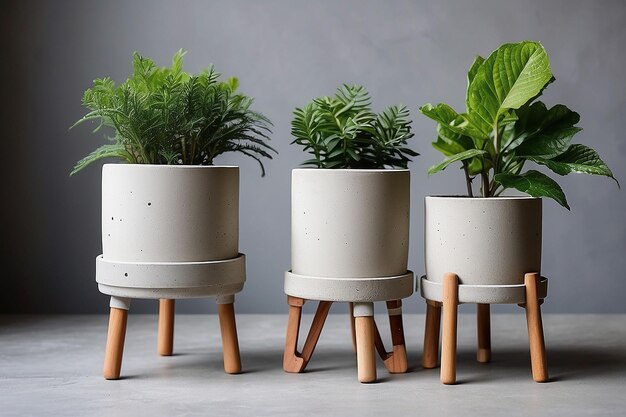 Photo diy concrete plant pot stand