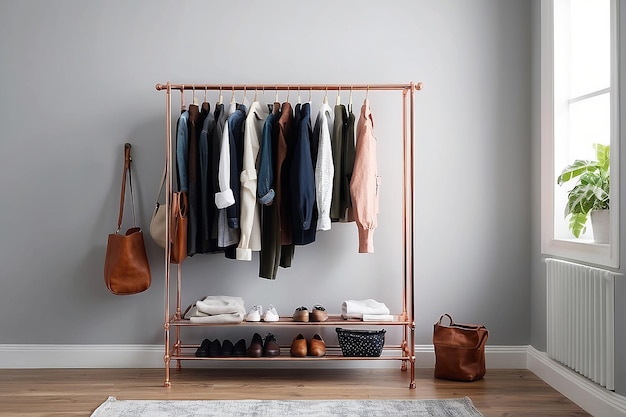 DIY Copper Pipe Clothing Rack with Minimalist Appeal