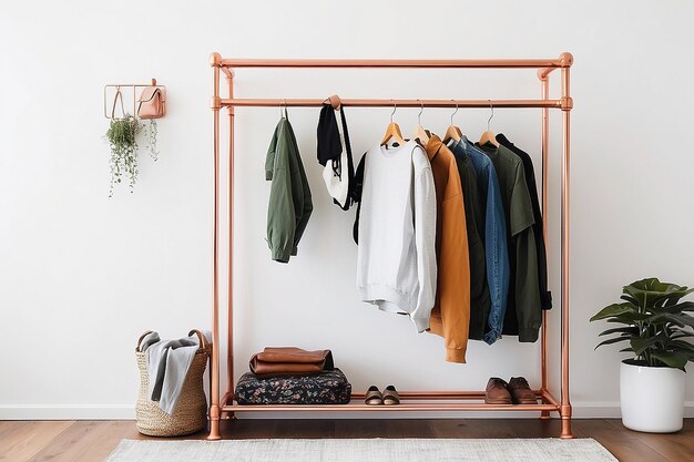 DIY Copper Pipe Clothing Rack with Minimalist Appeal