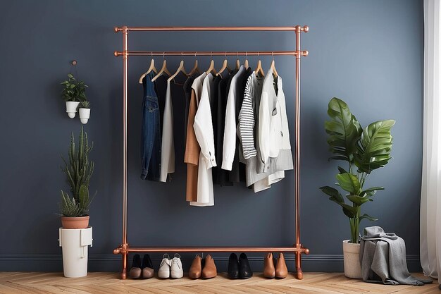 DIY Copper Pipe Clothing Rack with Minimalist Appeal