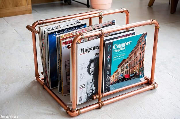 Photo diy copper pipe magazine rack