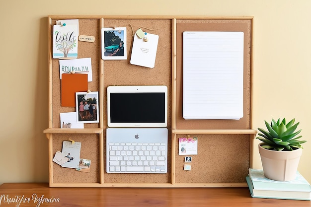 Photo diy cork board wall organizer