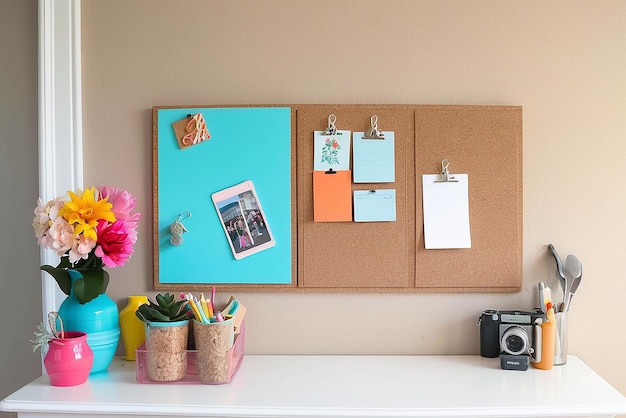 Photo diy cork board wall organizer