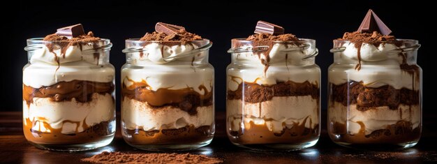 Photo diy dessert in glass jar