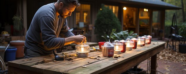 Photo diy enthusiast building a backyard deck wallpaper